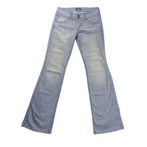 Hudson Womens High Rise Flare Jeans 31 Railroad Stripe Light Wash Made USA